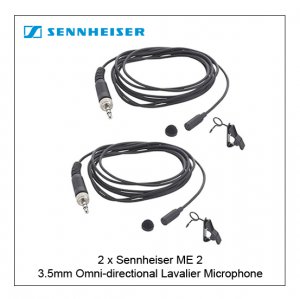Lensgo LWM-338C Dual Wireless Microphone Set with Sennheiser ME2 Mic ( 1 Receiver & 2 Transmitters )